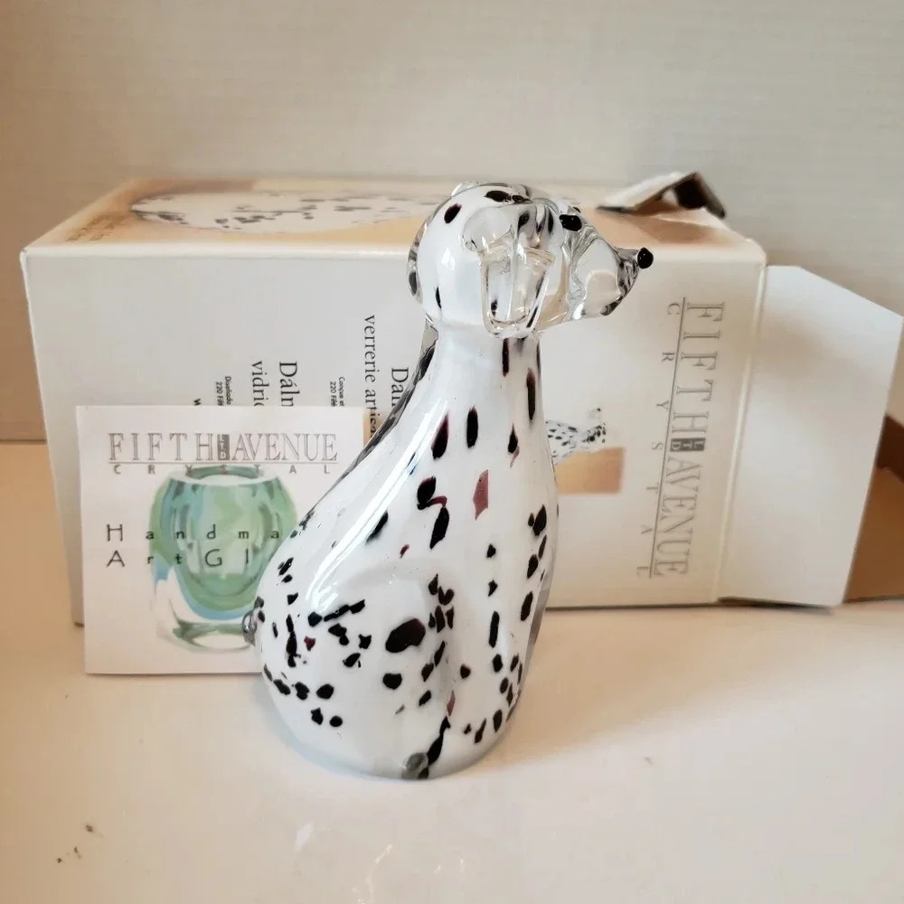 Fifth Avenue Crystal Dalmatian Dog Figurine,Handmade Art  Glass.